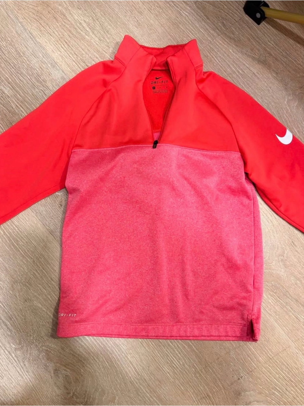 Nike Two-Tone Red and Pink Quarter-Zip Pullover